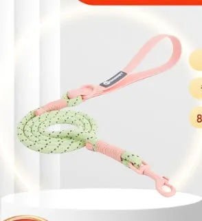 Solid colour PVC dog leash with hand-holding rope function showing 120cm length