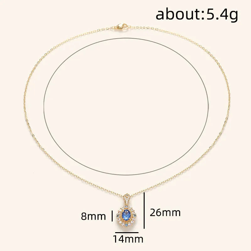 Women's royal necklace with mixed gem pendant on box chain in yellow gold colour
