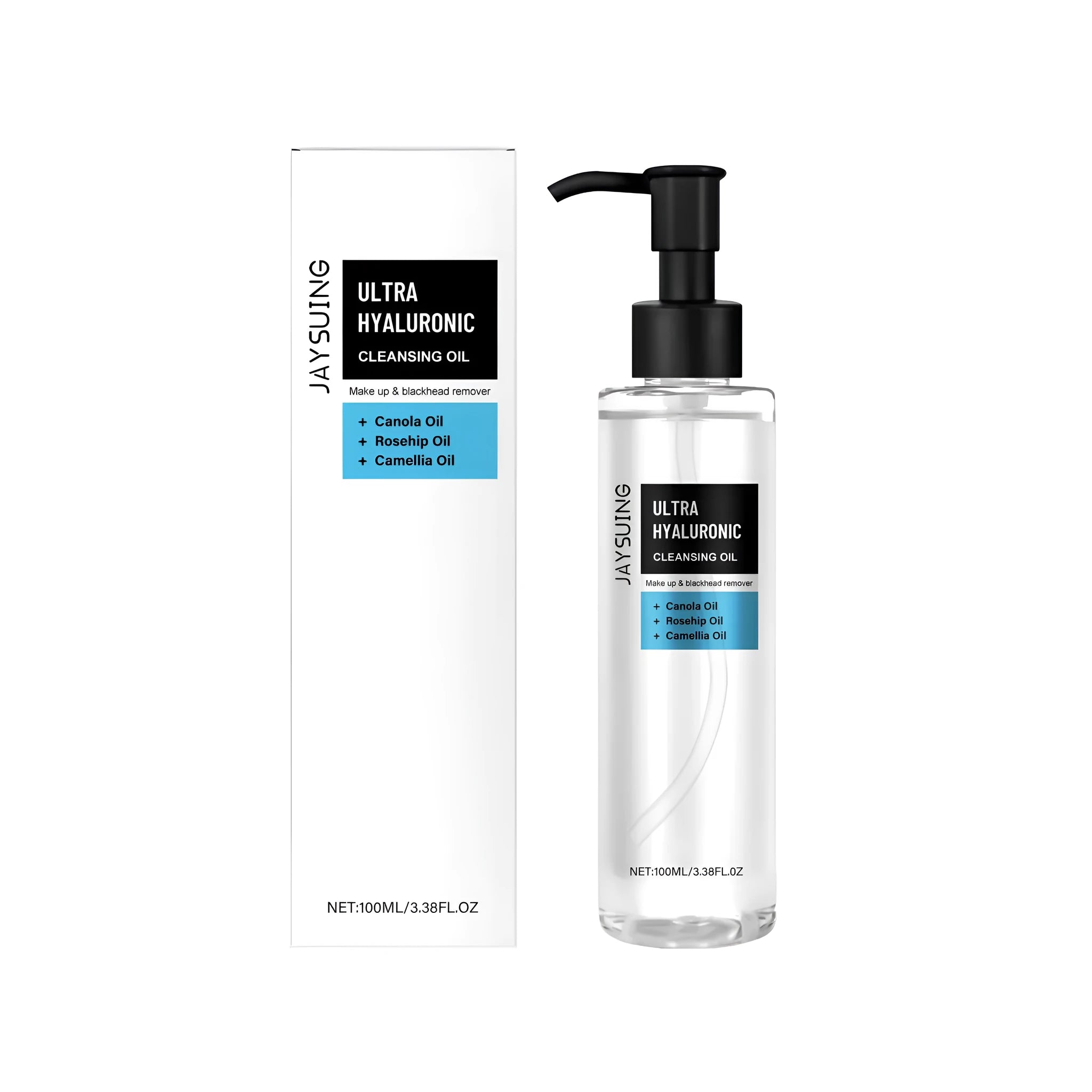 100 ml bottle of hyaluronic acid cleansing oil for removing face and eye makeup
