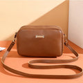 Solid colour women's PU shoulder bag with three-dimensional pockets in urban simplicity style